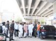 भंगेल फ्लाईओवर का निरीक्षण करते हुए जनप्रतिनिधि